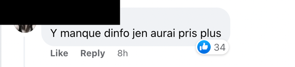 Commentaire Facebook.