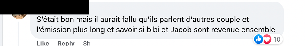 Commentaire Facebook.