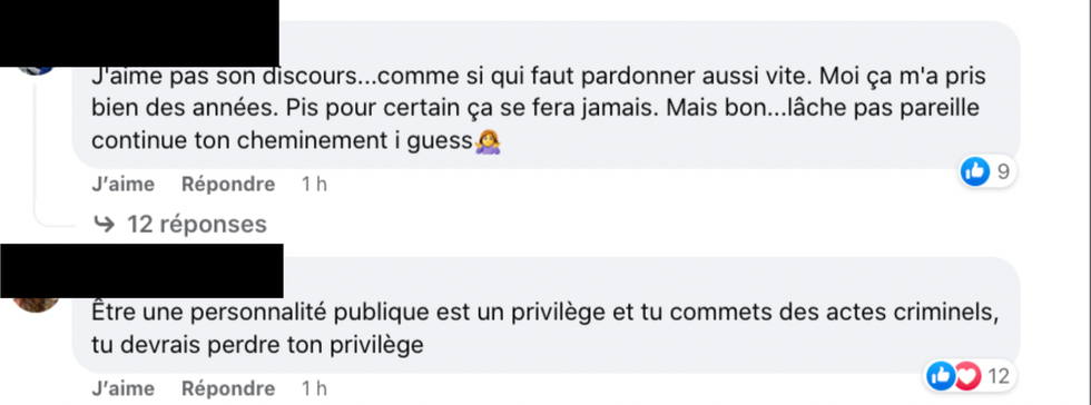 Commentaire Facebook.