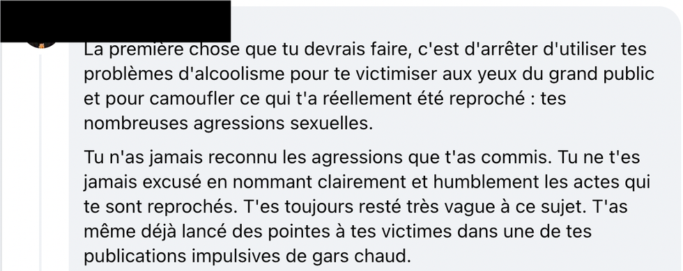 Commentaire Facebook.