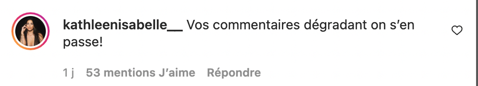 Commentaire Instagram.