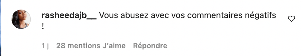 Commentaire Instagram.