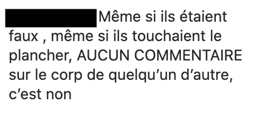 Commentaire Instagram.