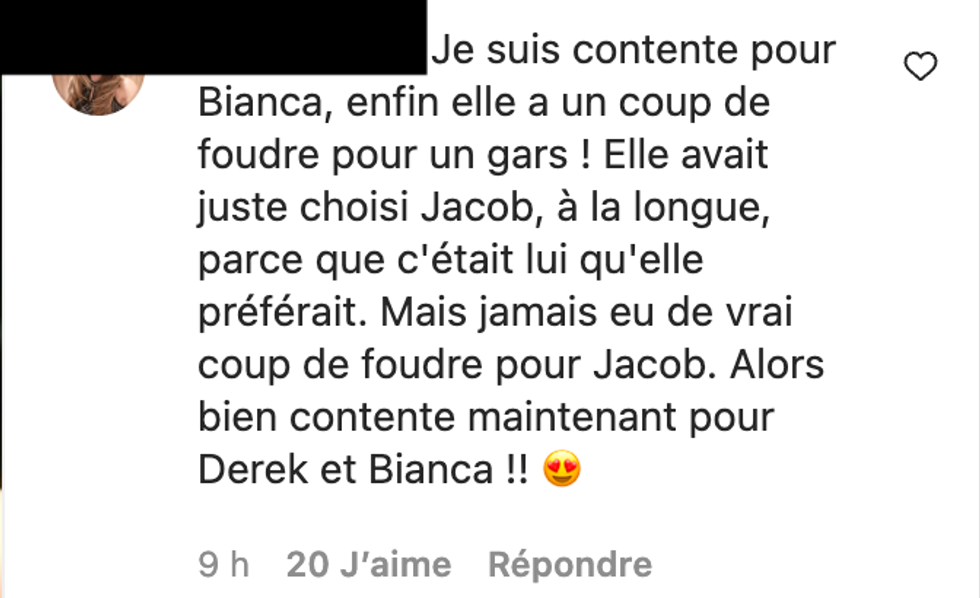 Commentaire Instagram.