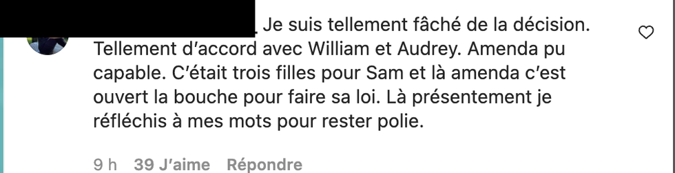 Commentaire Instagram.