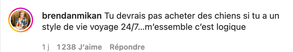 Commentaire Instagram.