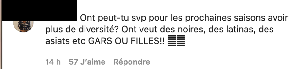 Commentaire Instagram.