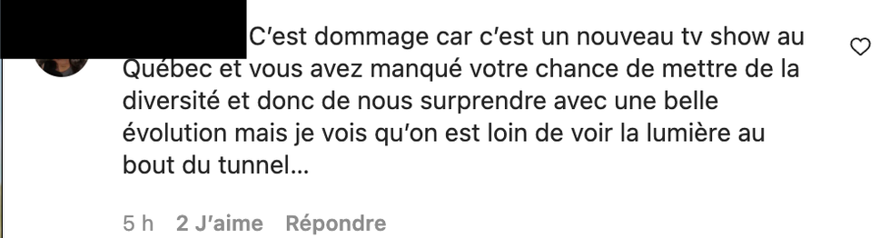 Commentaire Instagram.