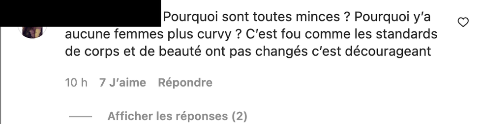 Commentaire Instagram.