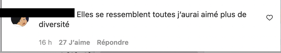 Commentaire Instagram.
