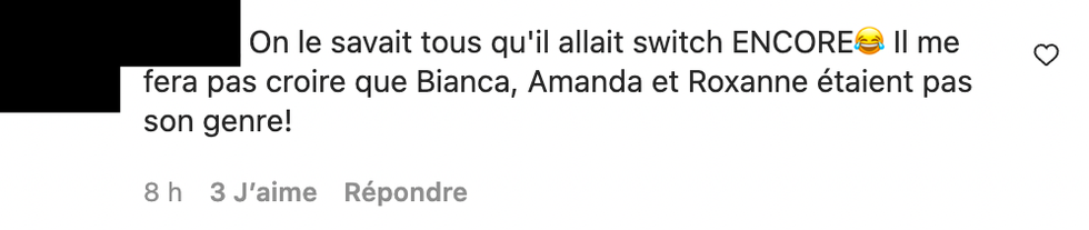 Commentaire Instagram.