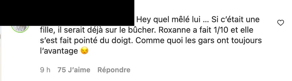 Commentaire Instagram.