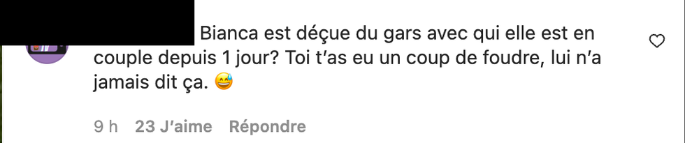 Commentaire Instagram.