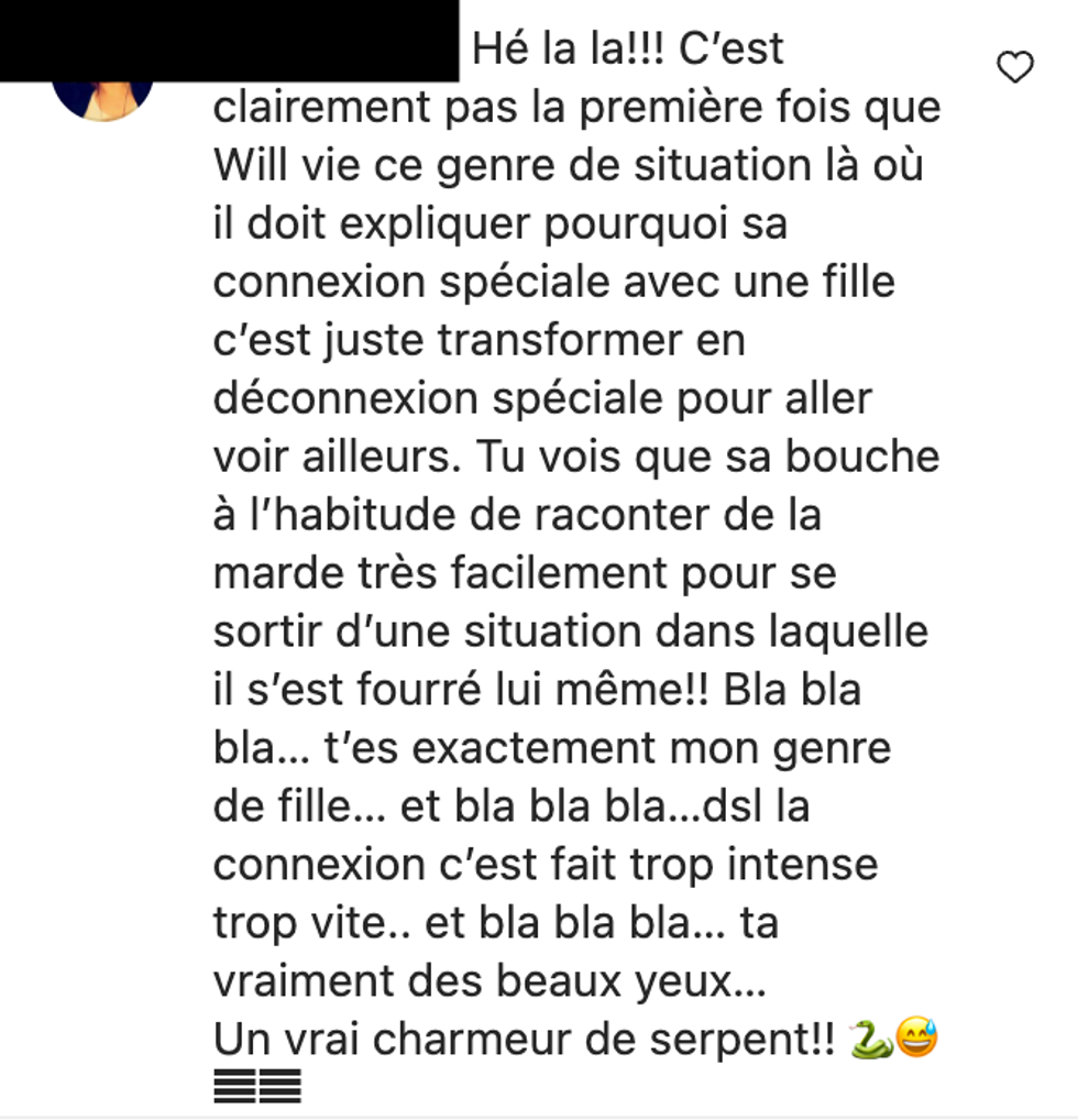 Commentaire Instagram.