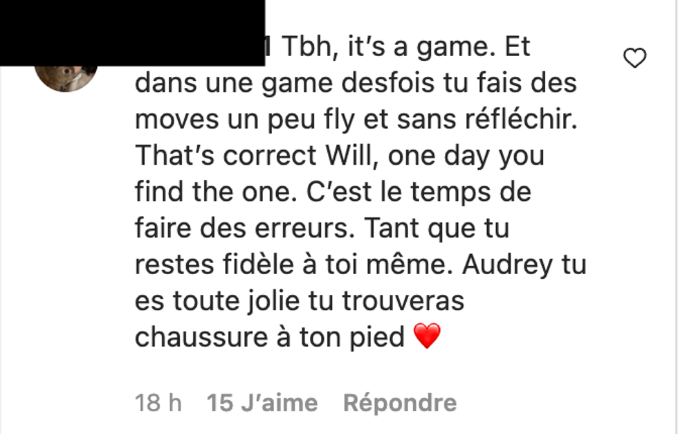 Commentaire Instagram.