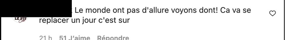 Commentaire Instagram.