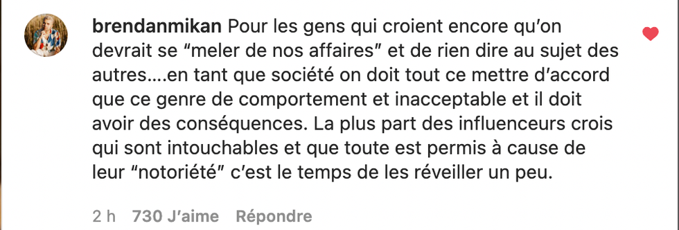 Commentaire Instagram.