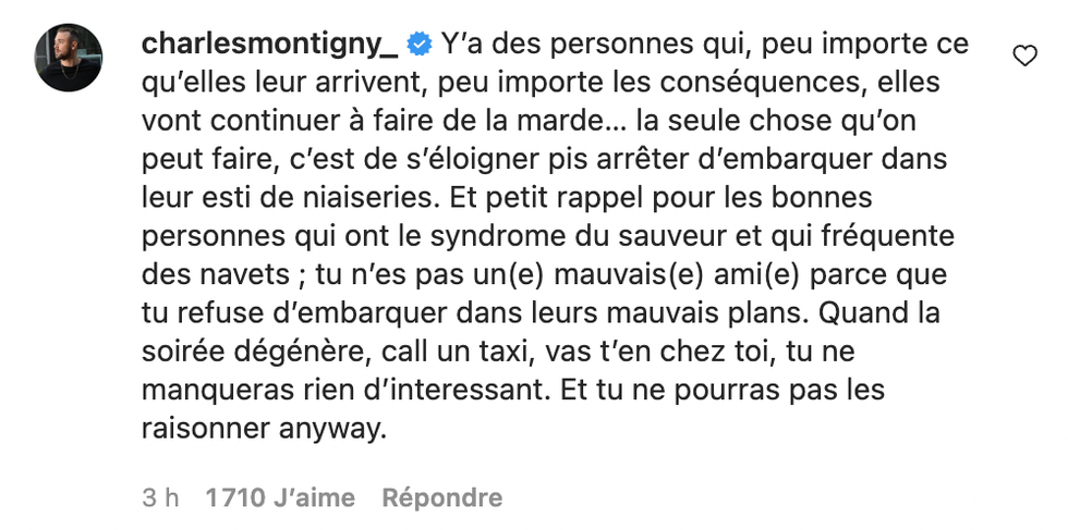 Commentaire Instagram.
