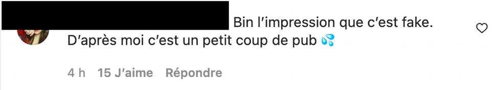 Commentaire Instagram.