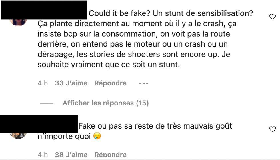 Commentaire Instagram.