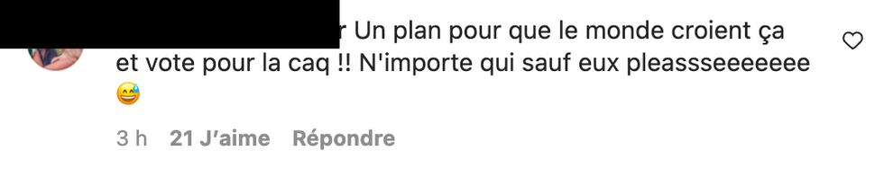 Commentaire Instagram.