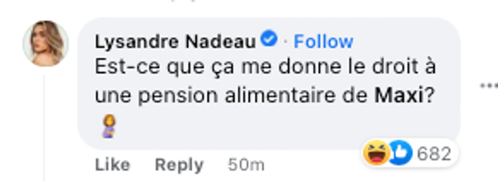 Commentaire sous la page Facebook de Maxi.