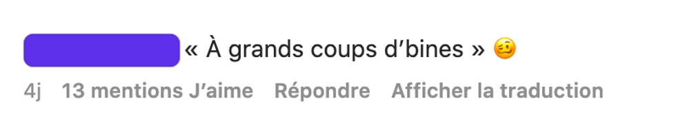 Commentaire sous la page Instagram de chez Maxi.