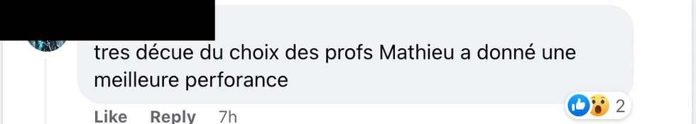 Commentaire sur Facebook.