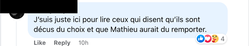 Commentaire sur Facebook.