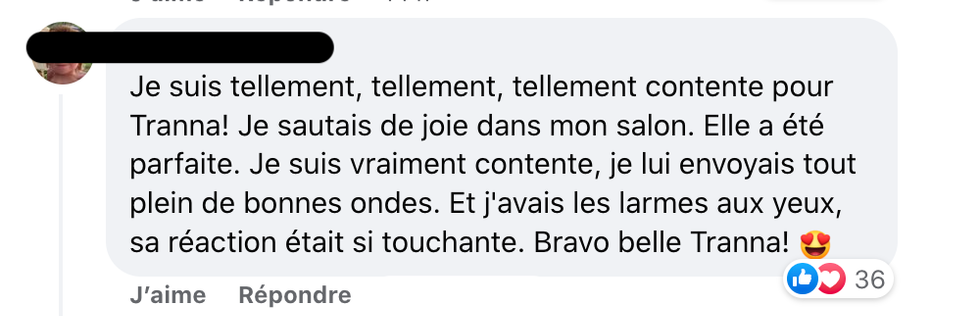 Commentaire sur Facebook.