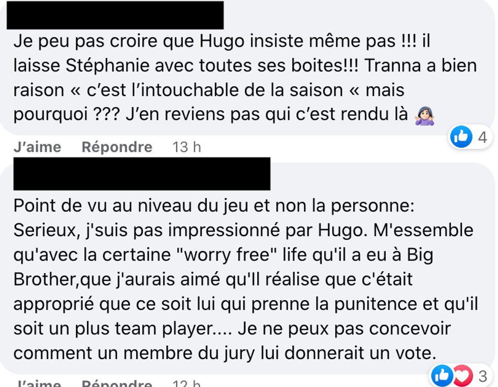 Commentaire sur Facebook.