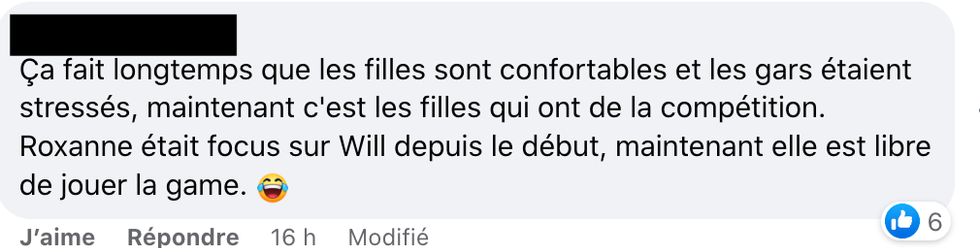 Commentaire sur Facebook.