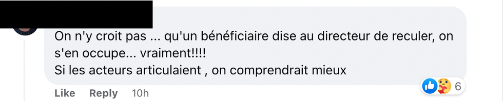 Commentaire sur Facebook.