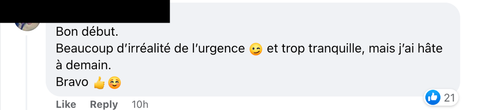 Commentaire sur Facebook.