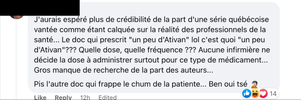 Commentaire sur Facebook.