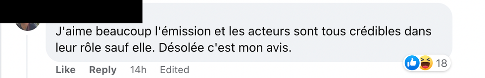 Commentaire sur Facebook.