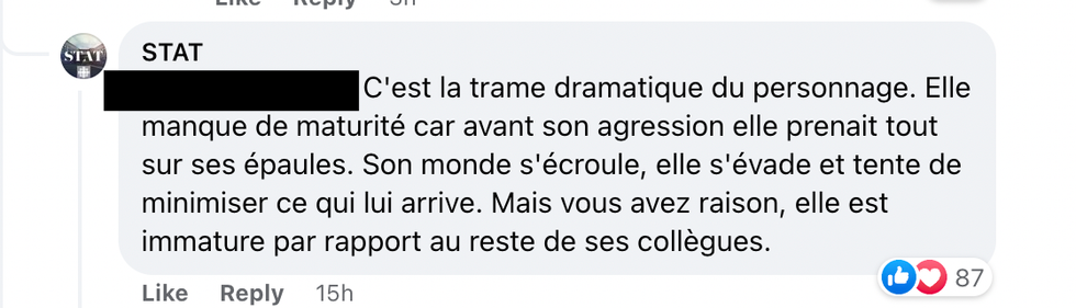 Commentaire sur Facebook.