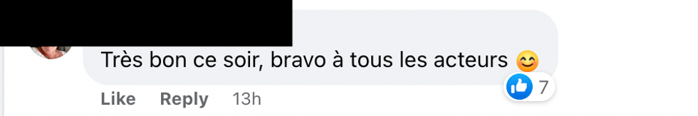 Commentaire sur Facebook.