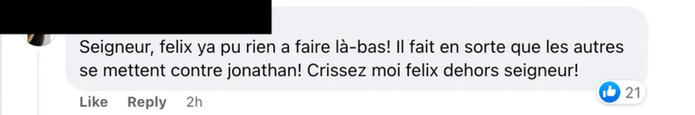 Commentaire sur Facebook.