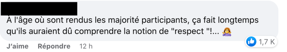 Commentaire sur Facebook.
