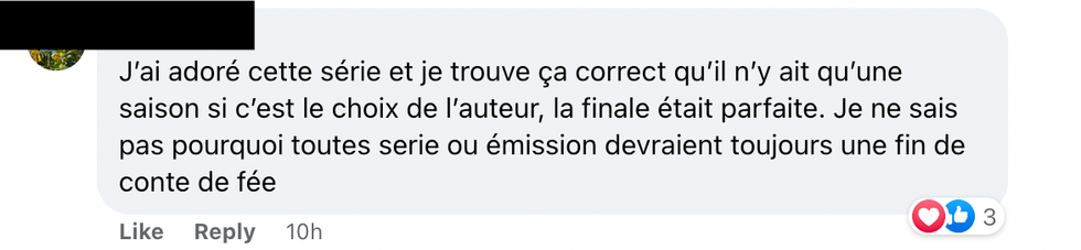 Commentaire sur Facebook.