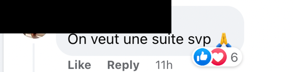 Commentaire sur Facebook.