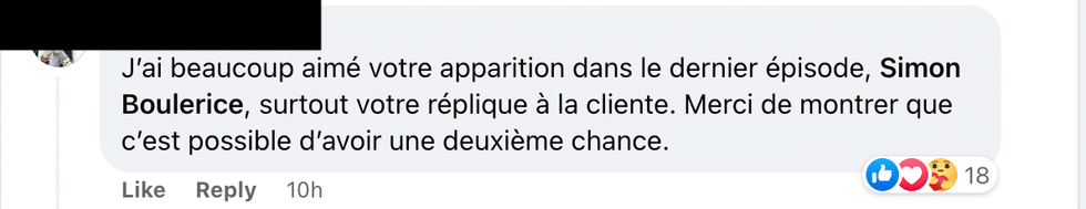 Commentaire sur Facebook.