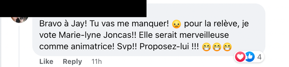 Commentaire sur Facebook.