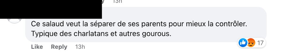 Commentaire sur Facebook.