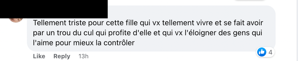 Commentaire sur Facebook.