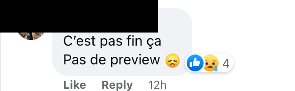 Commentaire sur Facebook.