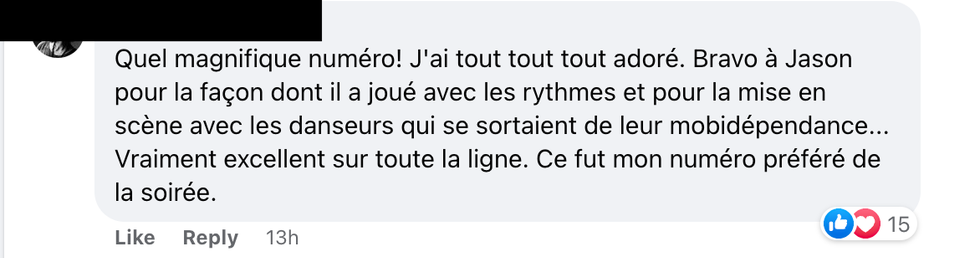 Commentaire sur Facebook.