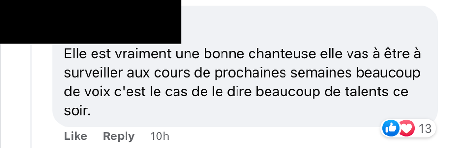 Commentaire sur Facebook.