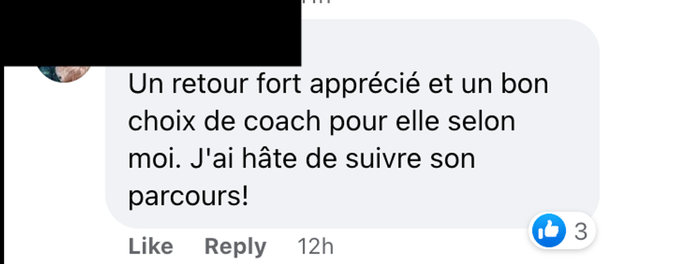 Commentaire sur Facebook.